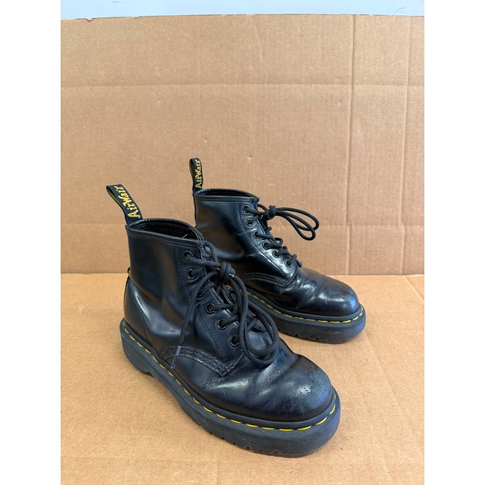 Dr. Martens 101 Bex Smooth Leather Platform Ankle Boots Black Womens Size 6 US